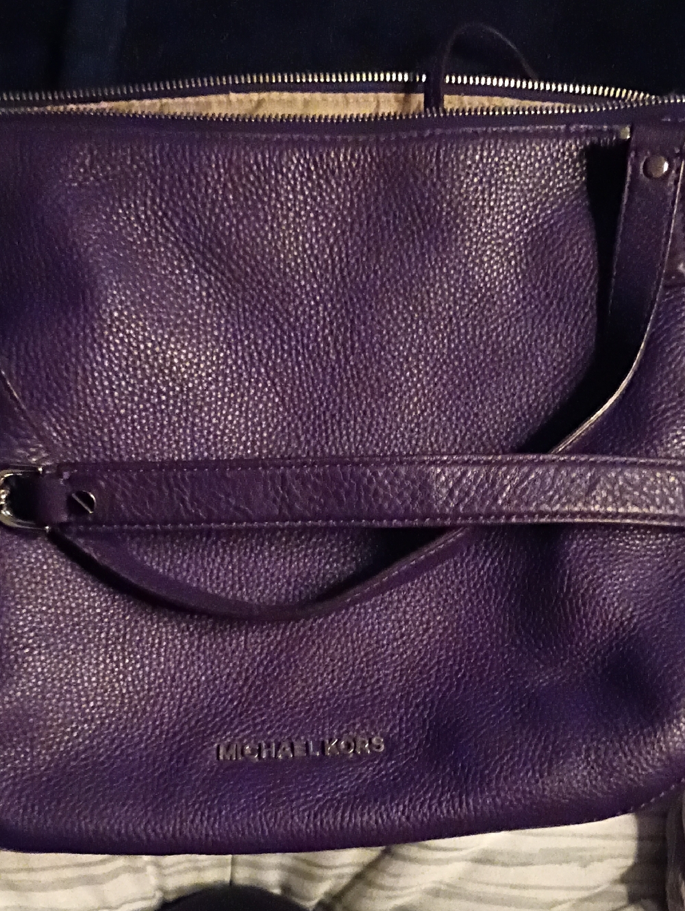 Michael Kors Deep Purple Pebbled Leather Tote